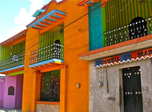 Colorfully painted buildings