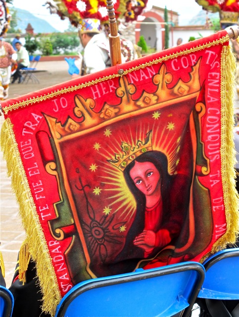 Banner propped up on a chair