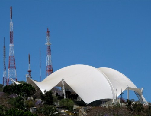 Guelaguetza Auditorium with missing wing.