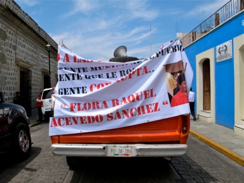 Banner on back of truck