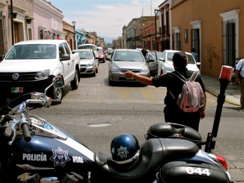 Municipal traffic cop directing traffic