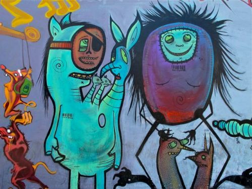 Creatures painted on wall