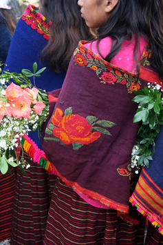 Close-up of traditional shawl