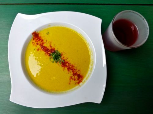 Crema de Flor de Calabaza al Aji Panca