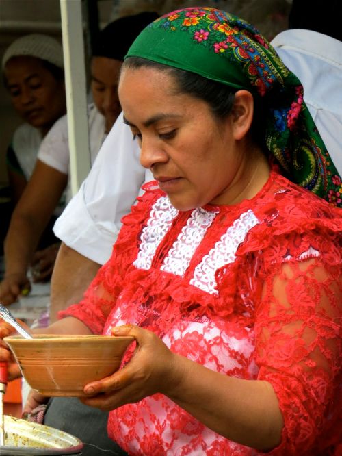 Woman serving food