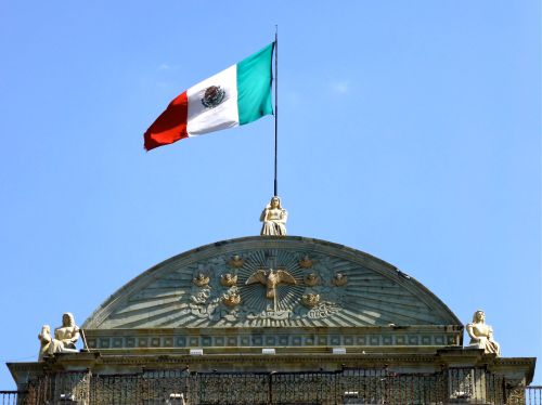 Mexican flag atop Cathedral