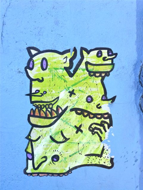 Creatures painted on wall