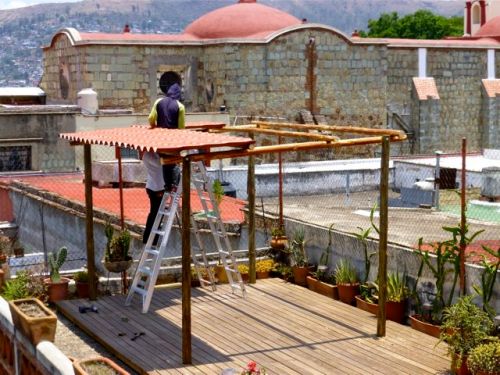 Shade structure under construction