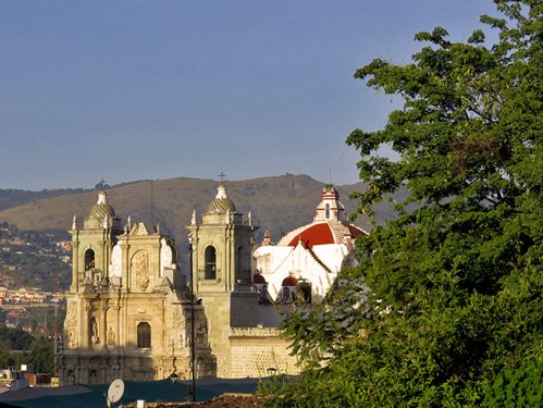 Basilica de la Soledad and blue sky