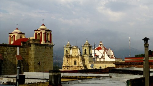 This morning's view of Templo de San José and Basilica de la Soledad.  Where did Monte Albán go?