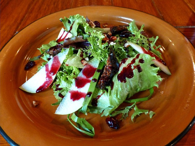 Mixed greens with apples and dried cranberries