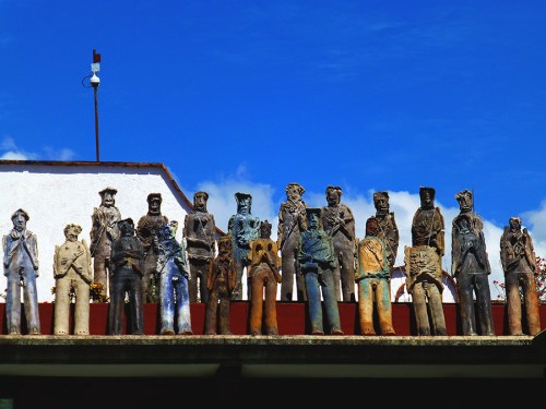 Some of the 2501 migrant sculptures by Alejandro Santiago.