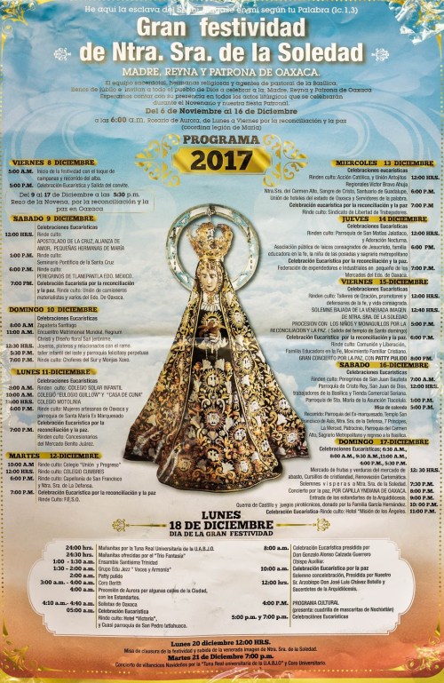virgen de la soledad programa 2017