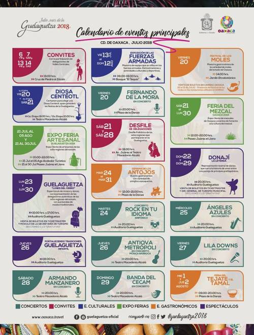 calendario guelaguetza 2018